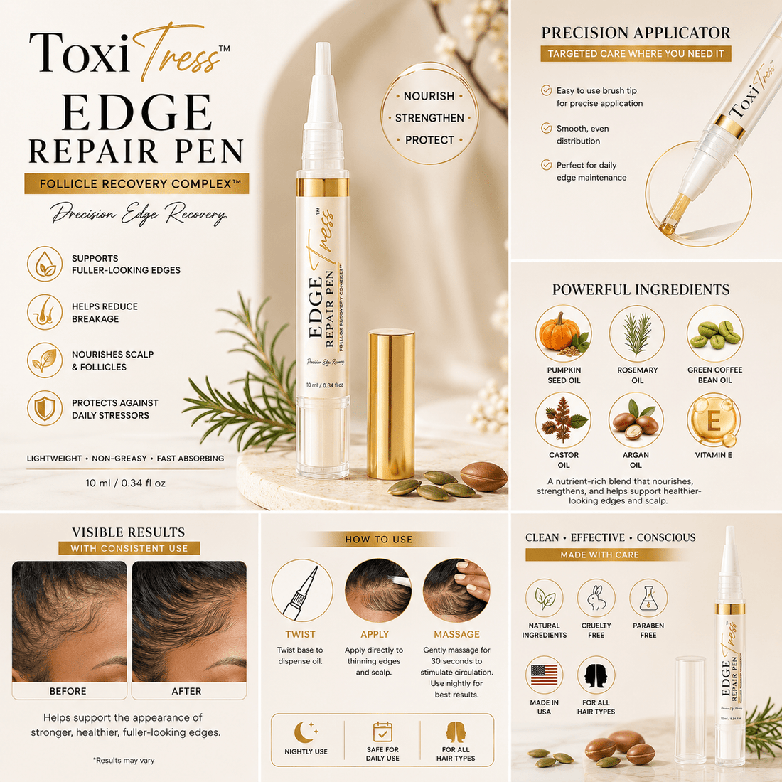 ToxiTress Edge Repair Pen | Lightweight Edge Serum - ToxiTress